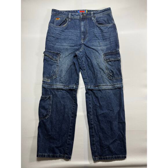 Empyre Men's Wide Leg Zip Off Cargo Denim Skate Jeans - Size 34 (35x29.5) - Picture 1 of 6